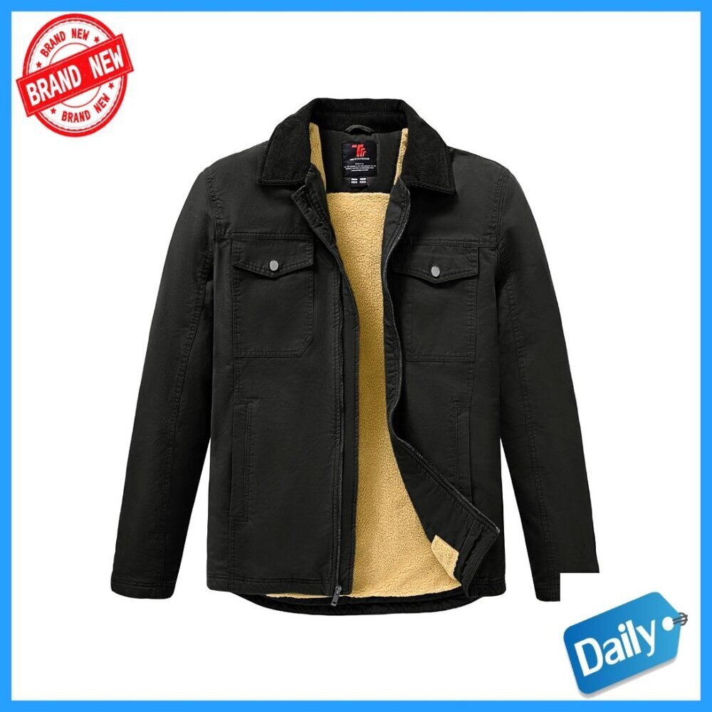 Heavyweight Sherpa Detroit Barn Trucker Fleece Jacket Full Zip Workwear Style
